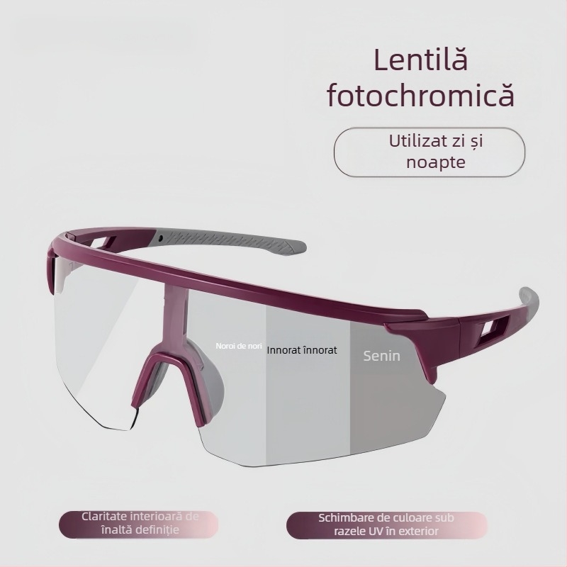 Ochelari de ciclism cu ramă din plastic memorie, lentile interschimbabile, lentile cu oglindă plată