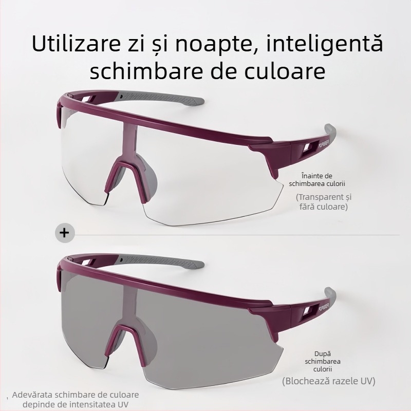 Ochelari de ciclism cu ramă din plastic memorie, lentile interschimbabile, lentile cu oglindă plată