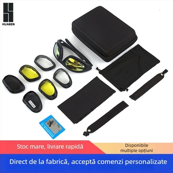 C5 Ochelari tactici pentru activități în aer liber - ramă completă, anti vânt, unisex, lentile interschimbabile, material PC