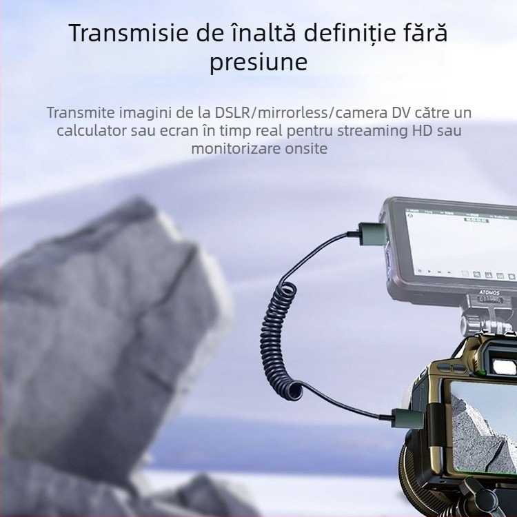 Cablu HDMI 2.1 ultra-subțire, telescopic, cu conector lateral în unghi, 1 m, suport 8K60Hz