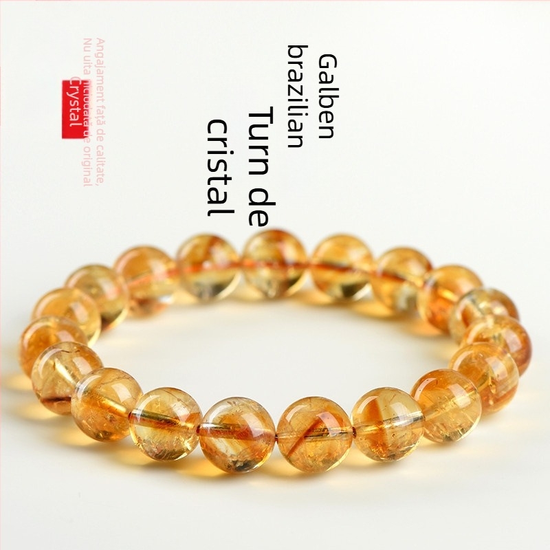 Jiuya Crystal brățară din citrin natural cu mărgele piramidale și flori Millefiori