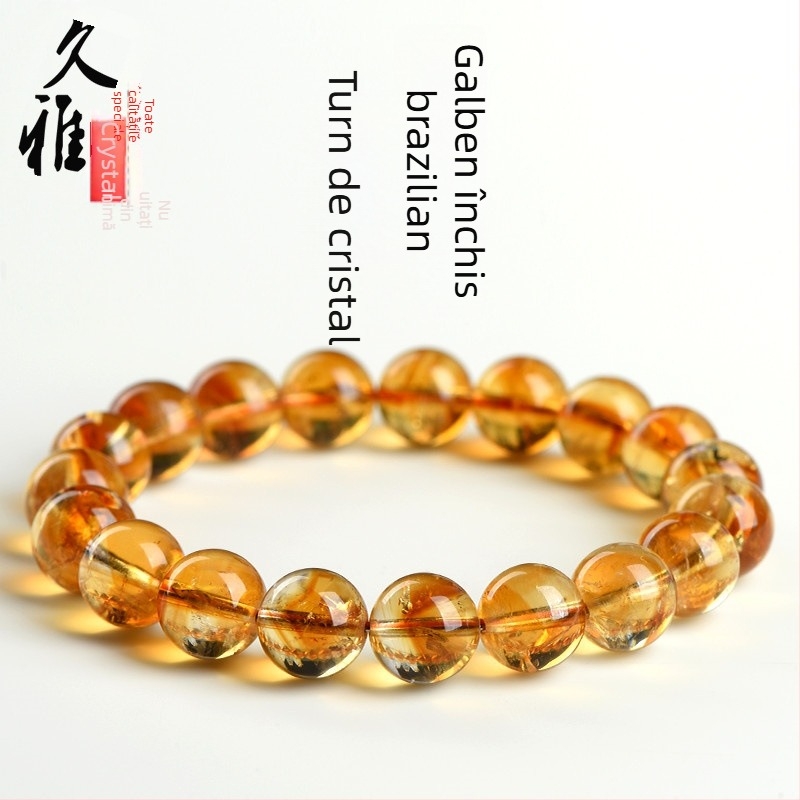 Jiuya Crystal brățară din citrin natural cu mărgele piramidale și flori Millefiori