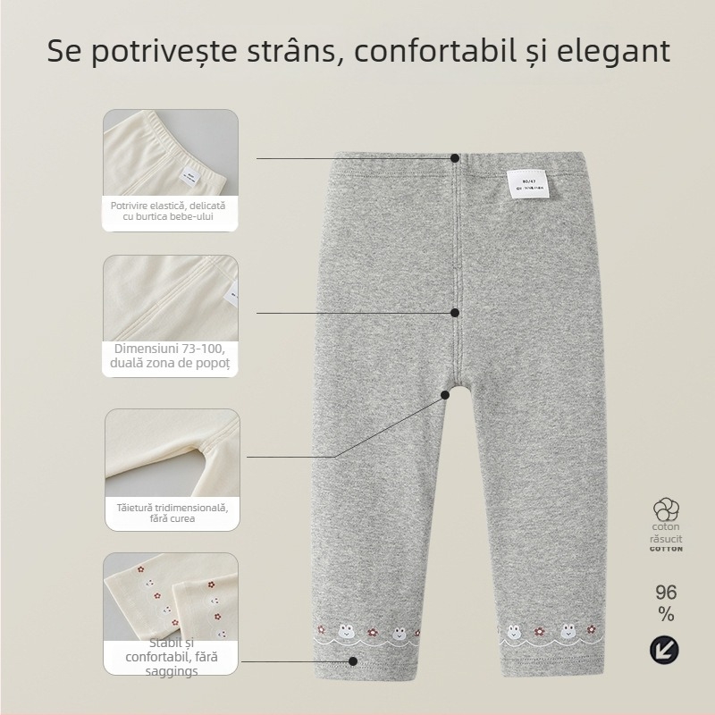 Colanți pentru fetițe, stil coreean, 96% bumbac, talie medie, finisaj moale, pentru sugari și copii mici