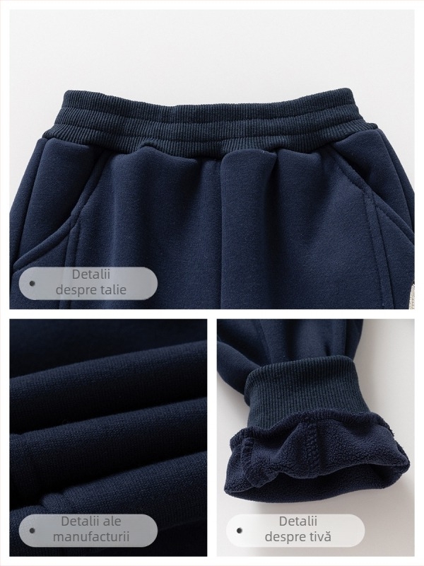 Pantaloni trening pentru băieți groși, toamnă/iarnă 2025, amestec de bumbac, 55% bumbac, talie medie, imprimeu Cartoon