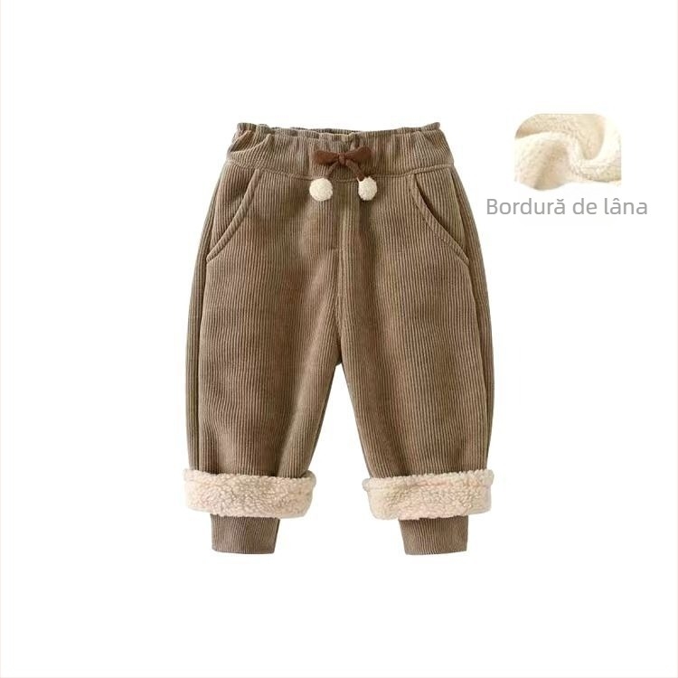 Pantaloni de iarnă pentru fete, căptuțiți cu fleece, 100% poliester, talie mijlocie, pentru copii 3–8 ani