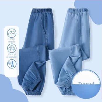 Pantaloni lantern unisex, casual, din poliester, lungime 3/4, pentru copii 3–8 ani (100–140 cm)