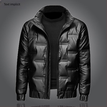 Jachetă bărbătească din bumbac, căptușită cu fleece, cu glugă, fermoar, lungime lungă