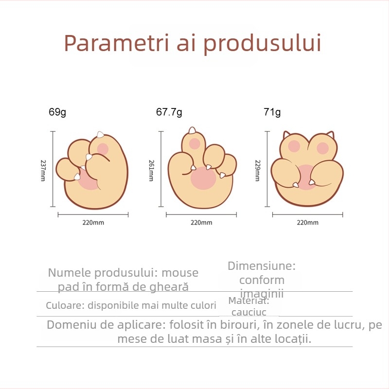 Pad de mouse Claw Alien – mic pad, din rășină, anti-alunecare, turnare prin injecție, logo imprimat