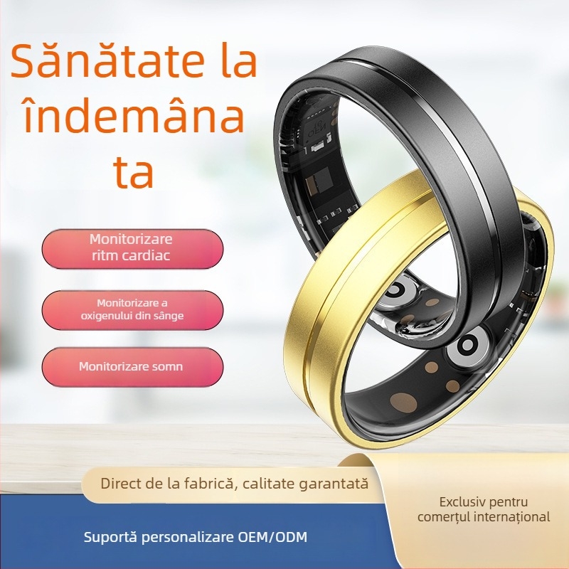 Inel inteligent de sănătate cu oxigen în sânge, ritm cardiac, tensiune arterială, monitorizare a somnului și pedometru