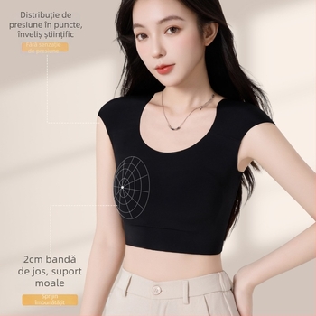 Sutien-corset fără cusături pentru femei, modelare umeri la unghi drept, cupe ultra-subțiri, cupă completă, nailon respirabil