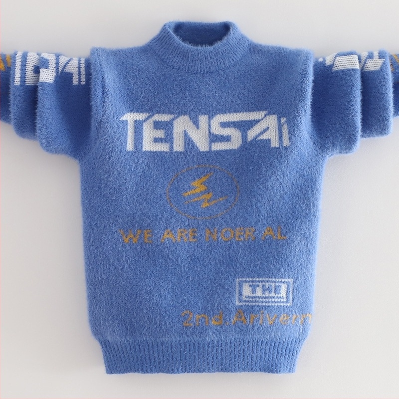 Pulover tricotat pentru copii, pentru băieți, gros pentru iarnă, cu guler înalt, mâneci lungi, pentru vârsta 3–8 ani