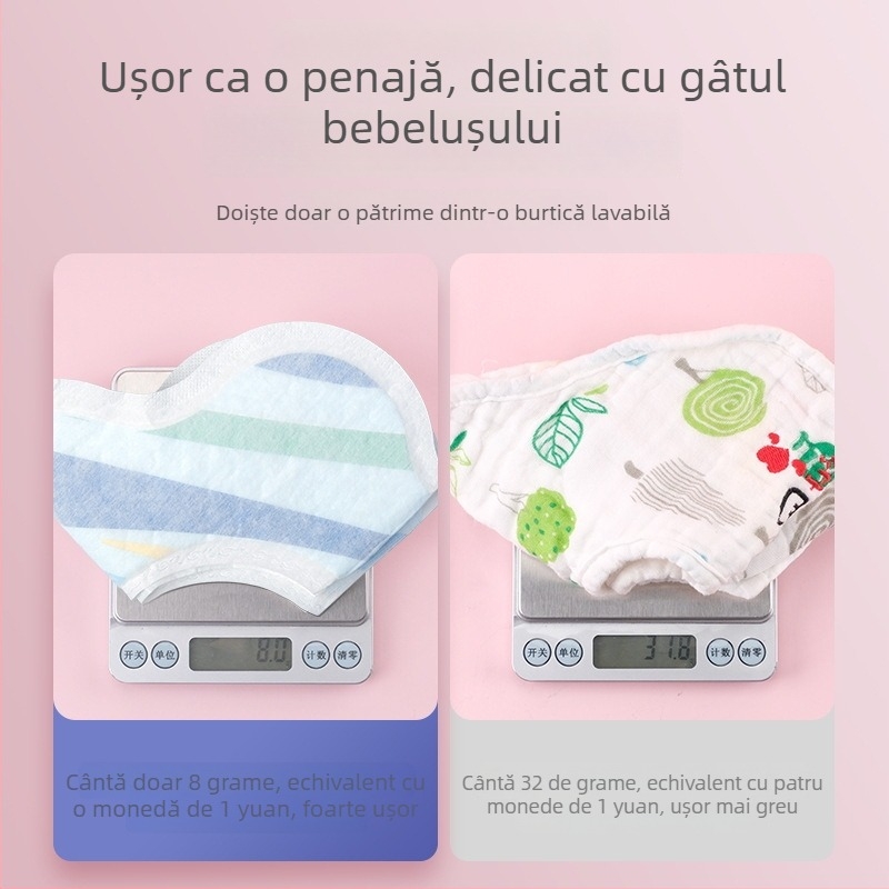 Prosop de saliva pentru bebeluși, de unică folosință — absorbant, material nețesut termic, imprimeu, Clasa A
