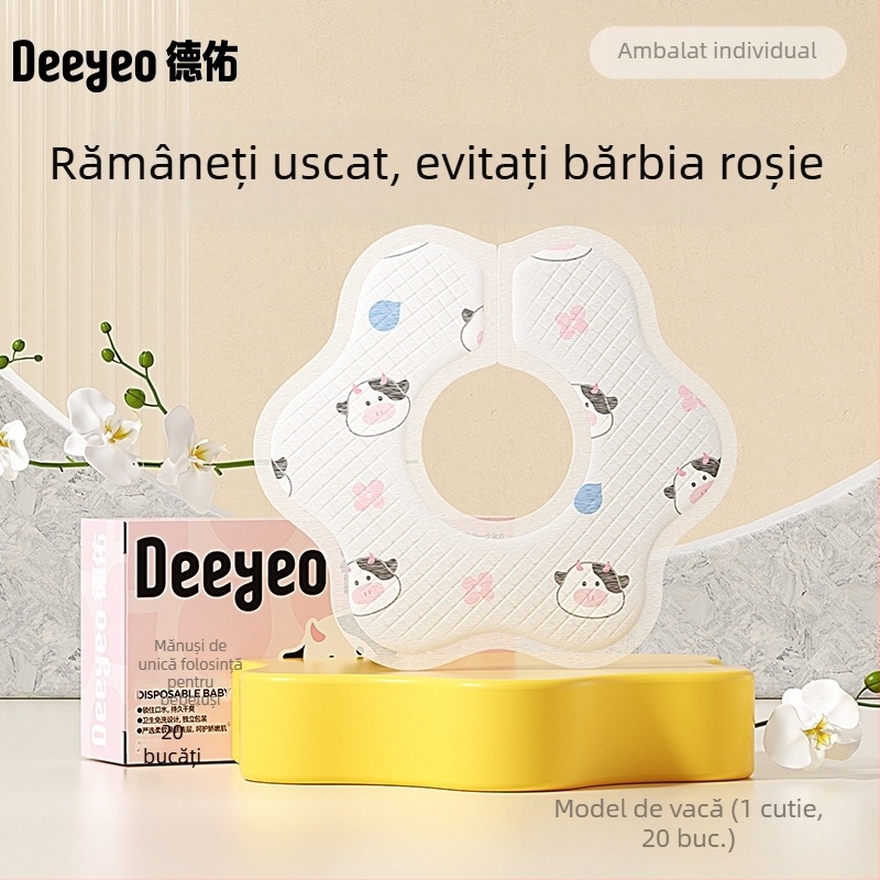 Prosop de saliva pentru bebeluși, de unică folosință — absorbant, material nețesut termic, imprimeu, Clasa A