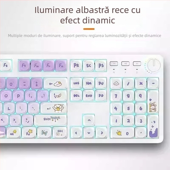 Tastatură mecanică cu 104 taste, switch verde, cablată, pentru desktop, iluminare monocromă, cablu 1,6 m