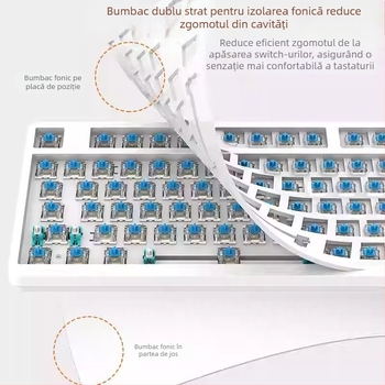 Tastatură mecanică cu 104 taste, switch verde, cablată, pentru desktop, iluminare monocromă, cablu 1,6 m