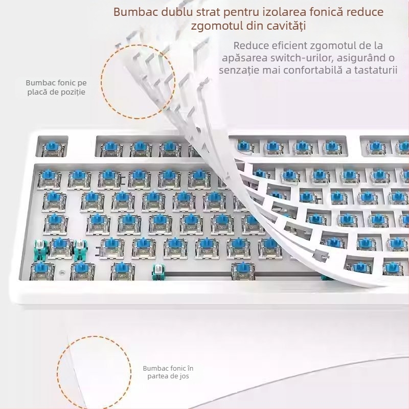 Tastatură mecanică cu 104 taste, switch verde, cablată, pentru desktop, iluminare monocromă, cablu 1,6 m
