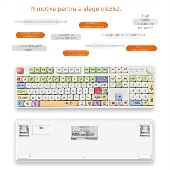 Tastatură mecanică 104 taste, conectare prin cablu, întrerupător de tip axă, cablu de 1,6 m