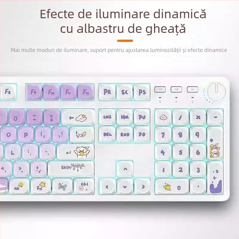 Tastatură mecanică 104 taste, conectare prin cablu, întrerupător de tip axă, cablu de 1,6 m