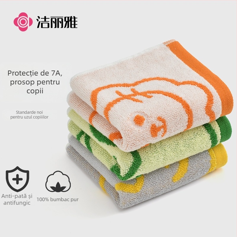 Prosop pentru copii din bumbac 100% pentru față și baie — moale, absorbant, prietenos cu pielea, greutate 50–80 g, fir 21s, Plain weave, W3612