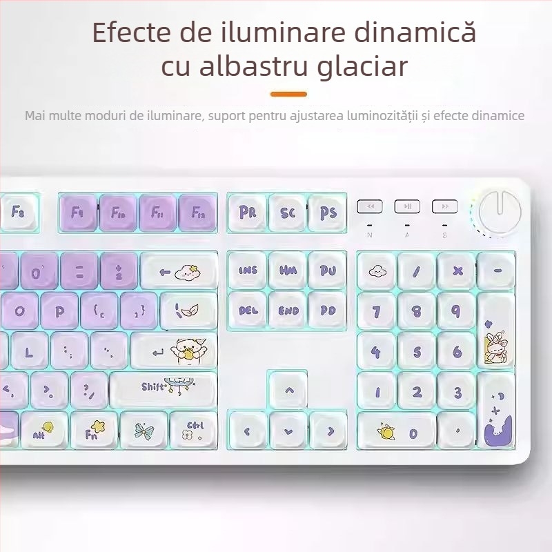 Tastatură mecanică cu 104 taste, axă, cu fir, pentru desktop