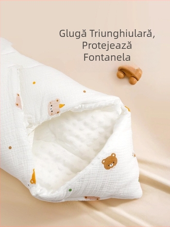 Cuvertură pentru nou-născuți, călduroasă toamnă-iarnă, imprimeu animal, material din fir, nivel de siguranță A