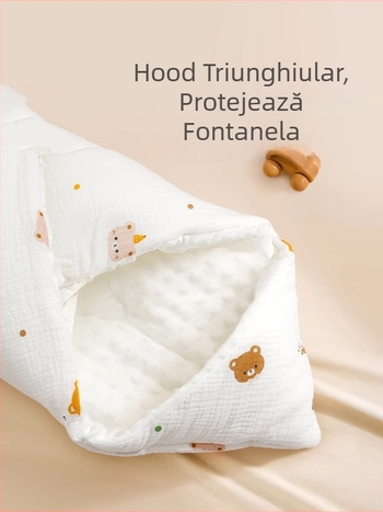 Pătură de înfășurat pentru nou-născuți, din fir, toamnă/iarnă, model animale