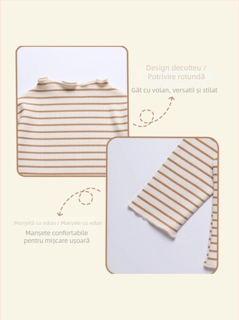 Bluza floral pentru fetițe cu mâneci lungi, volane și guler semi-înalt (bumbac, textură brushed, floral, mâneci lungi, 1–3 ani)