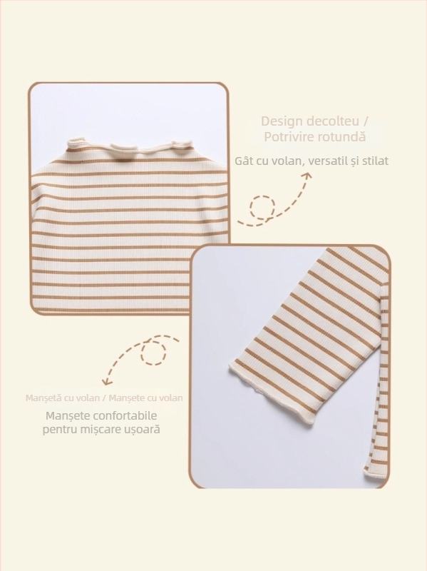 Bluza floral pentru fetițe cu mâneci lungi, volane și guler semi-înalt (bumbac, textură brushed, floral, mâneci lungi, 1–3 ani)