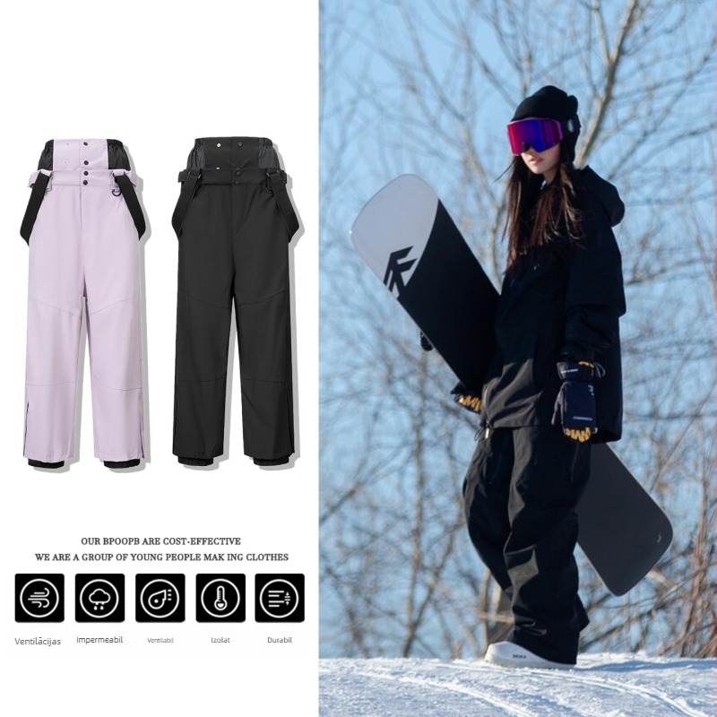 Costum de schi unisex – rezistent la vânt, impermeabil, căptușit cu fleece, dă aer, respirabil, absorbant de umiditate, țesătură cu densitate înaltă