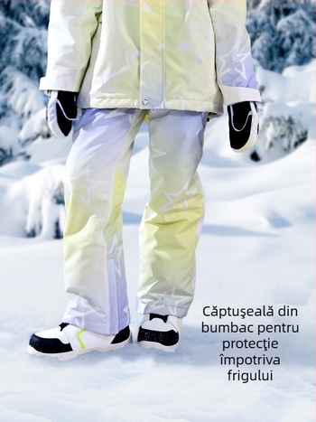 oddivski 2024 Pantaloni de schi pentru copii, unisex, 3L impermeabili, rezistenți la vânt, exterior din nailon, izolație mătase-pamuk
