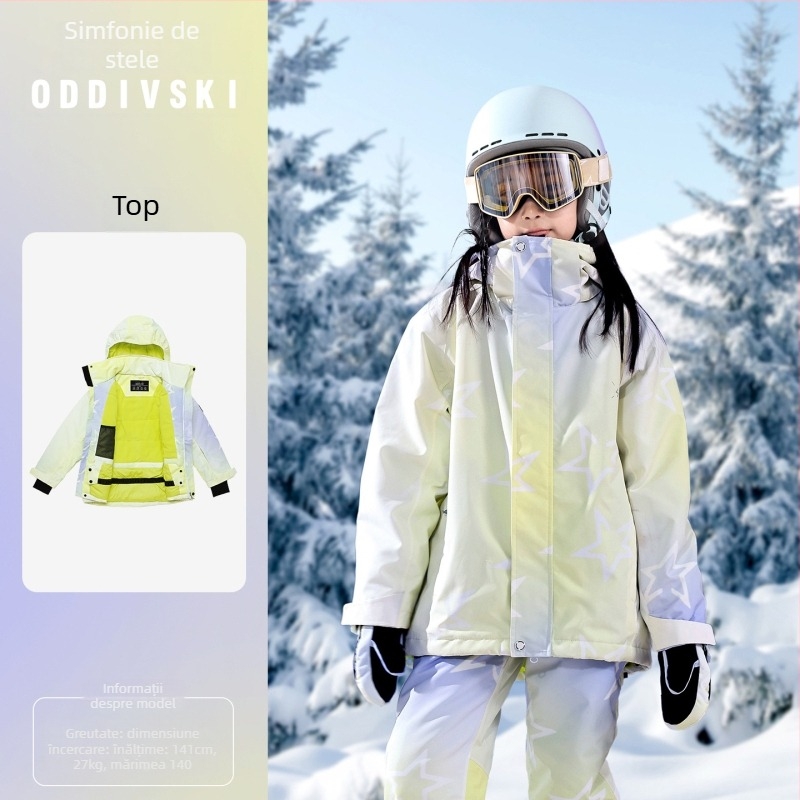 oddivski Set de ski pentru copii Unisex — Impermeabil 20000mmH2O, Rezistent la vânt, Respirabil, Oxford țesătură, Umplutură Silk Cotton (HXF21046)