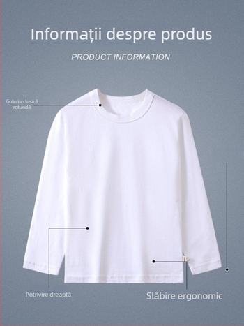 Tricou copii din bumbac, mâneci lungi, guler rotund, antistatice, pentru toate anotimpurile