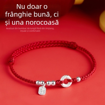 Brățară unisex din argint 925, Peace Buckle, țesut manual, stil chinezesc nou