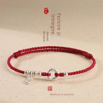 Brățară unisex din argint 925, Peace Buckle, țesut manual, stil chinezesc nou