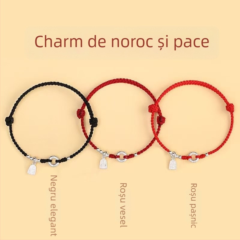 Brățară unisex din argint 925, Peace Buckle, țesut manual, stil chinezesc nou