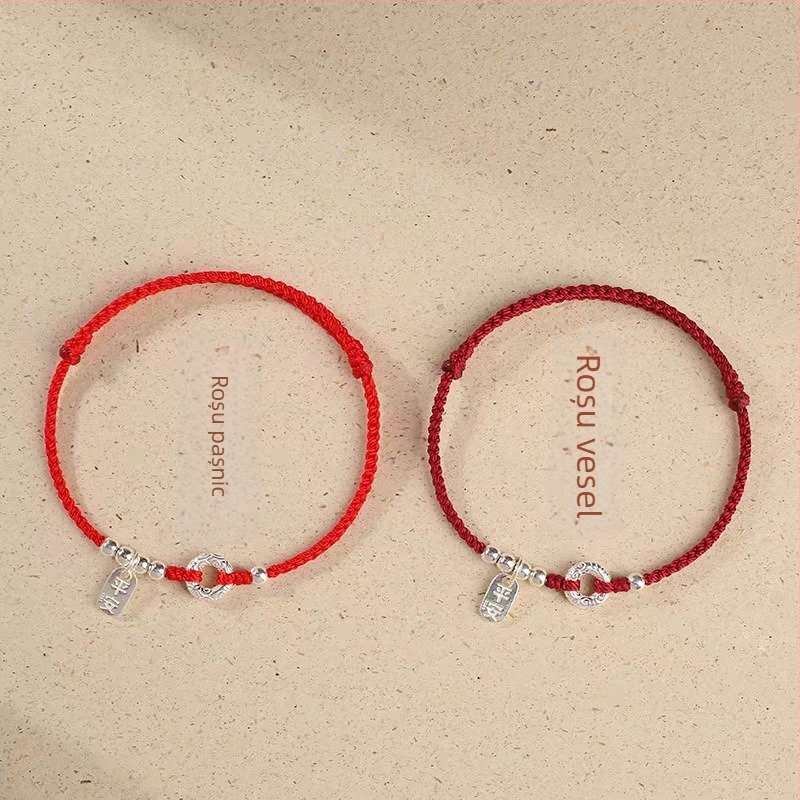 Brățară unisex din argint 925, Peace Buckle, țesut manual, stil chinezesc nou