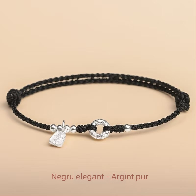 Brățară unisex din argint 925, Peace Buckle, țesut manual, stil chinezesc nou