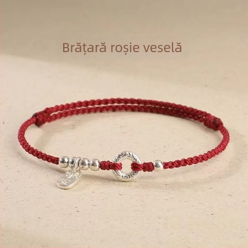 Brățară unisex din argint 925, Peace Buckle, țesut manual, stil chinezesc nou