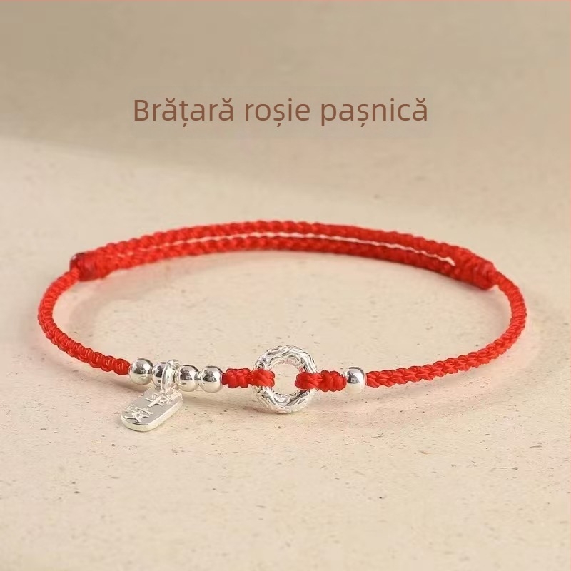 Brățară unisex din argint 925, Peace Buckle, țesut manual, stil chinezesc nou