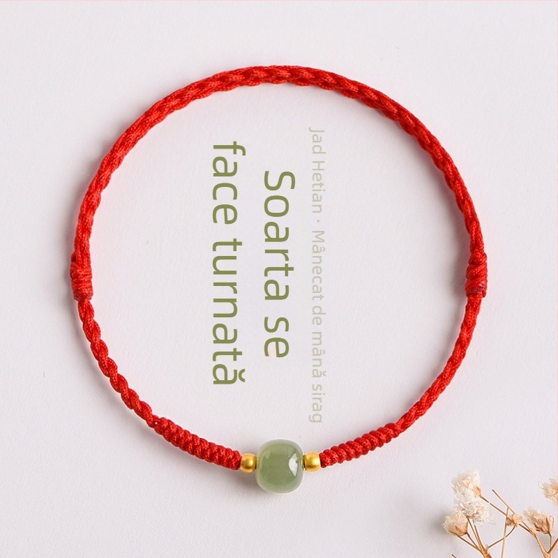 Brățară din sfoară roșie - țesută manual, stil koreean pentru femei, Minsheng