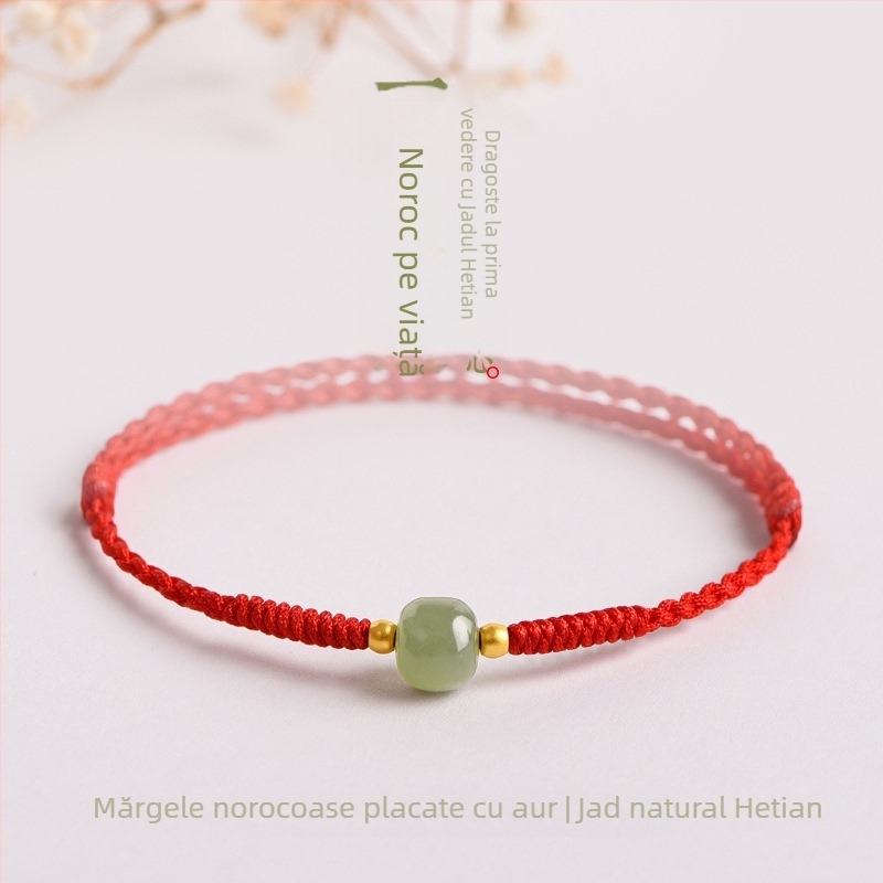 Brățară din sfoară roșie - țesută manual, stil koreean pentru femei, Minsheng