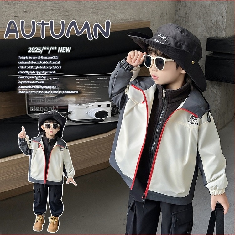 Geacă pentru băieți — set din două piese cu glugă, căptușală detașabilă, poliester 100% evacuează umezeala