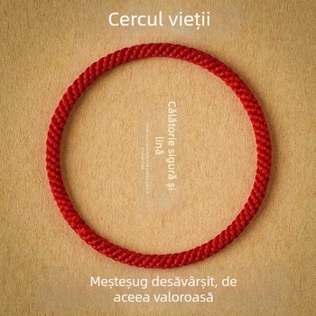 Brățară de încheietură împletită manual din sfoară roșie, stil etnic, unisex, primăvara 2024