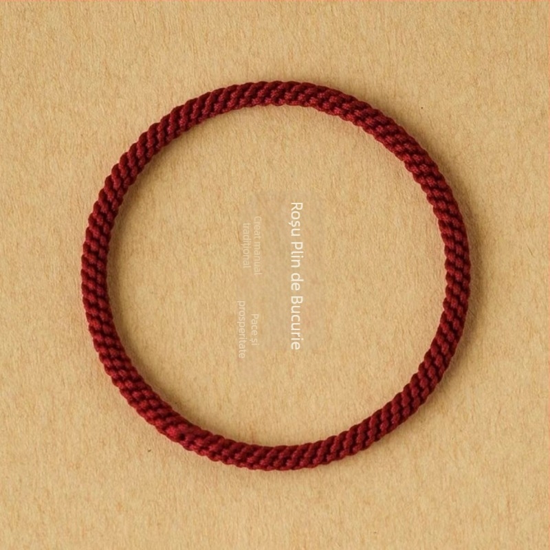 Brățară de încheietură împletită manual din sfoară roșie, stil etnic, unisex, primăvara 2024