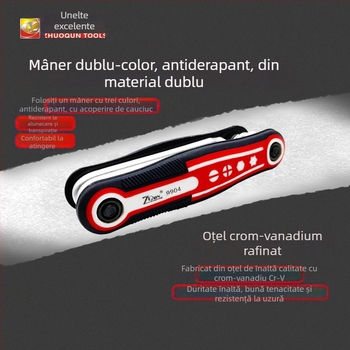 Set unelte 8 în 1: oțel crom-vanadiu, cheie Allen și Torx, șurubelnițe pliabile pentru reparații casnice — Brand ZQUN