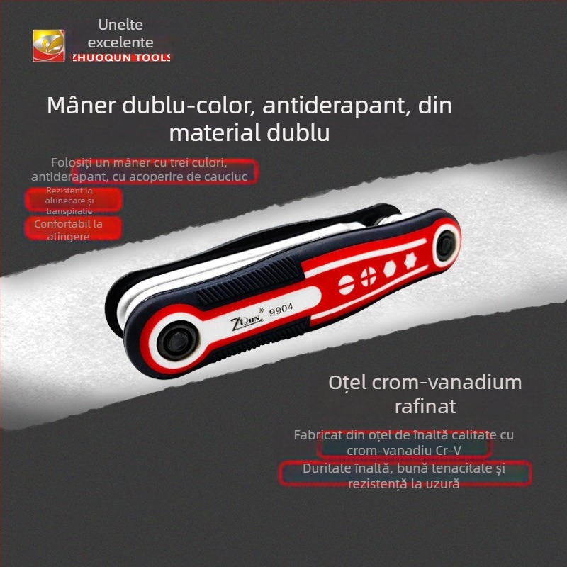 Set unelte 8 în 1: oțel crom-vanadiu, cheie Allen și Torx, șurubelnițe pliabile pentru reparații casnice — Brand ZQUN