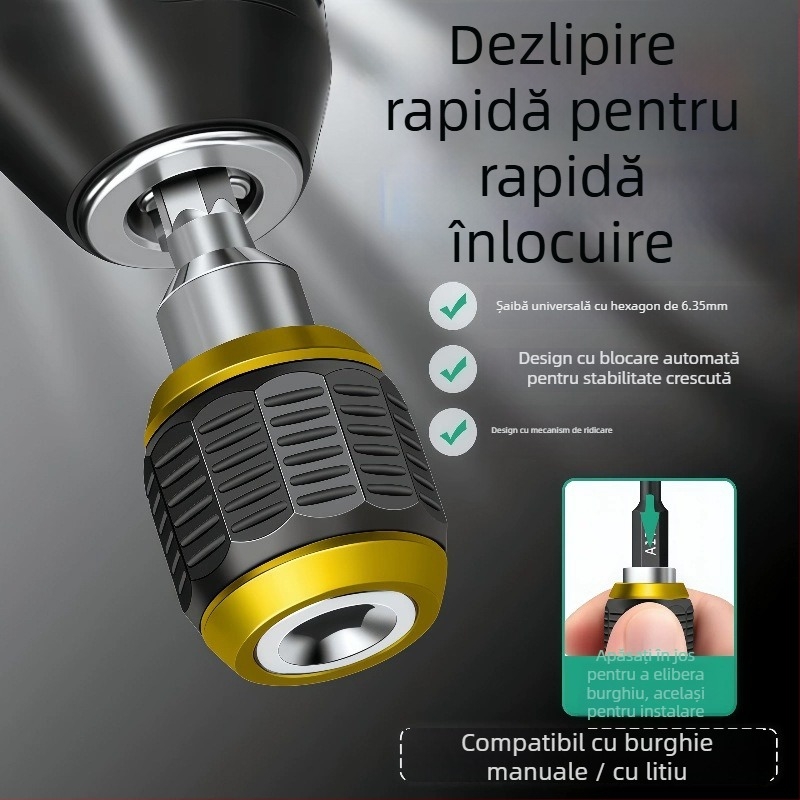 Adaptor hexagonal pentru schimb rapid – tijă de extensie pentru bormașină electrică, ax hexagonal, unealtă de demontare (1 set sau 2 seturi)