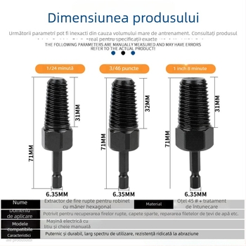 Extractor filet rupt pentru robinet – oțel 45, format britanic, 1 kit, pentru conducte de apă menajere