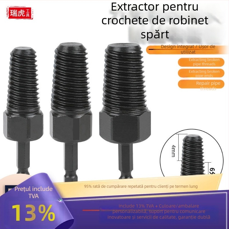 Extractor filet rupt pentru robinet – oțel 45, format britanic, 1 kit, pentru conducte de apă menajere