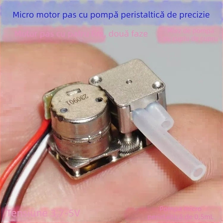 Pompa peristaltică micro cu 8 pași, autoamorsare, motor pas cu pas cu două faze, patru fire 3-5; include placă driver de 5V, conector Pagoda și tuburi de 1 m